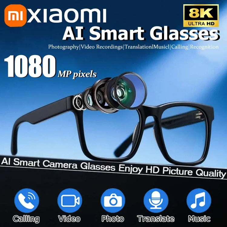 Xiaomi HD Camera AI Smart Glasses Call Play Video Audio Recording Noise Reduction Headset Touch Bluetooth Sunglasses 2025
