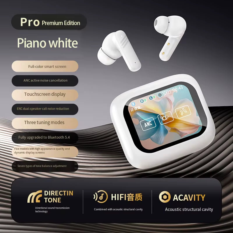 Bluetooth V6.0 Headphones AI Translation OWS LCD Touch Screen Sports Wireless High-Definition Stereo Long-Life Headphones