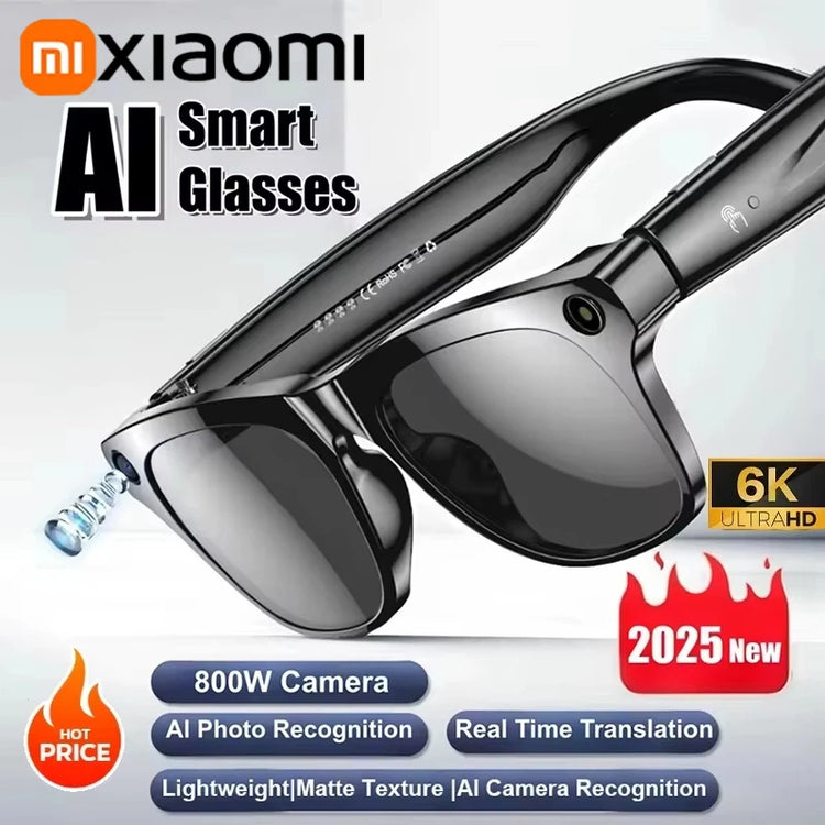 Xiaomi  HD Camera AI Smart Glasses Call Play Video Audio Recording Noise Reduction Headset Touch Bluetooth Sunglasses 2025
