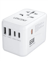 65W/100W Gan International Travel Adapter with 2USB 3 Type C Gan Fast Charging Adapter with EU AU US UK Plug for Travel