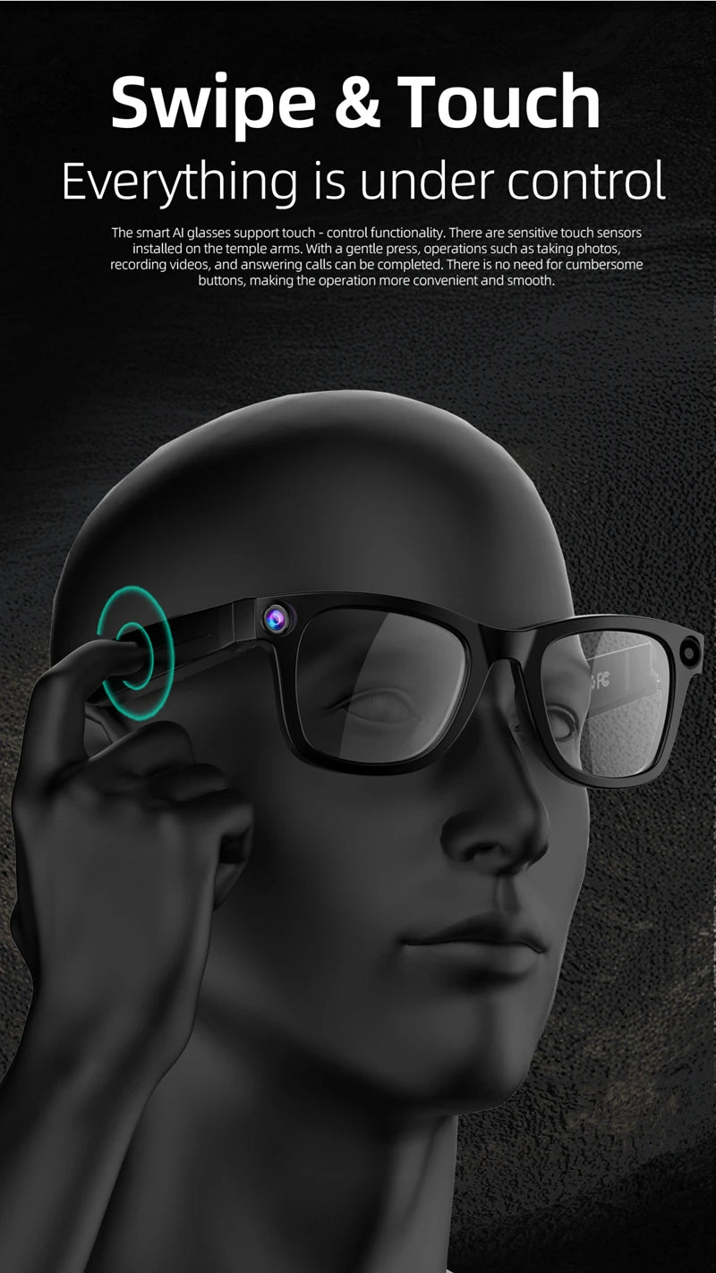 Xiaomi  HD Camera AI Smart Glasses Call Play Video Audio Recording Noise Reduction Headset Touch Bluetooth Sunglasses 2025