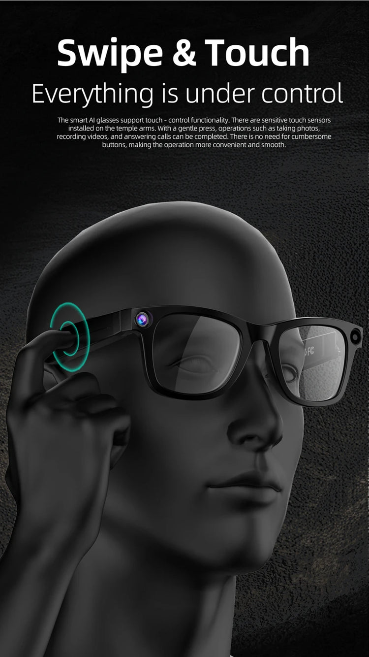 Xiaomi  HD Camera AI Smart Glasses Call Play Video Audio Recording Noise Reduction Headset Touch Bluetooth Sunglasses 2025